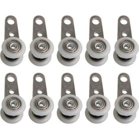 Lot De 10 Roulettes Pour Baies Vitrées Ou Portes Coulissantes - En Métal Et En Plastique - 4,5 X 1,9 Cm