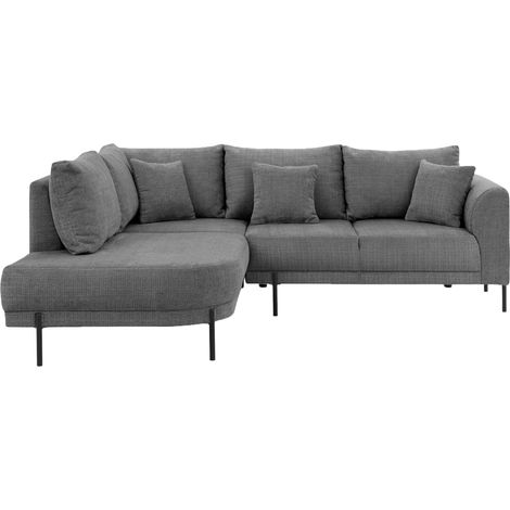 BIANCA - Canapé d'angle tissu chenille 4 places Gauche - Gris foncé