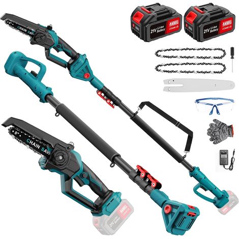 2-in-1 8" Electric Pole Pruner – Working Range 4.8 m Telescopic chainsaw (1/5)