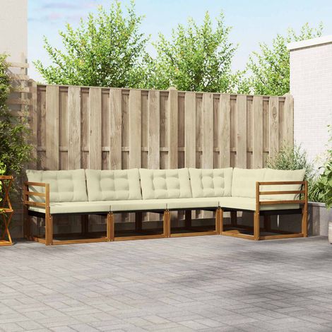 Outdoor-Sofagarnitur mit Kissen 5 pcs Natur und Creme (1/5)