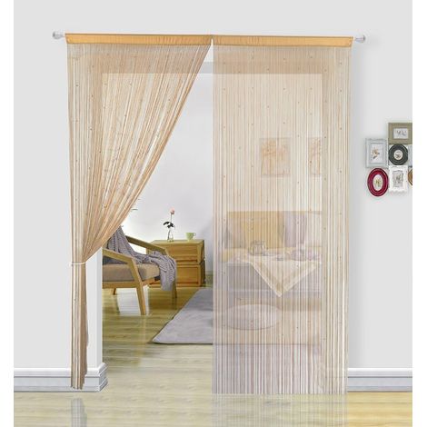 Spaghetti à Cordes Rideaux pour Le Salon Pearl Rideau intercalaire Home Decor, Tissu, Beige, 90x245cm (1/5)