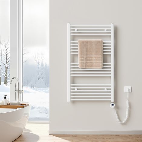 Heilmetz Elektrischer Handtuchwärmer mit WLAN-Heizstab 100 x 60 cm 500W Weiß Intelligenter Badheizkörper mit TUYA/Smart Life Smart Home Steuerung