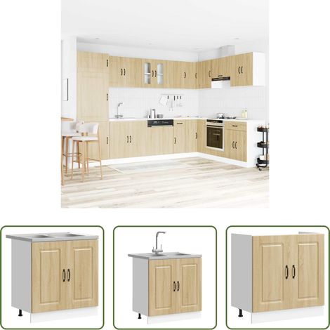 vidaXL Küchenregal - Küchenschrank mit Tür Kalmar Sonoma-Eiche 80 x 46 x 81.5 cm (1/5)