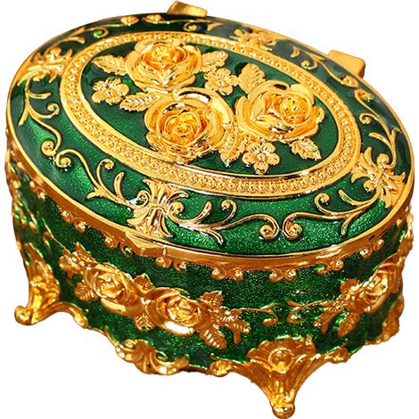 Boîte à bijoux style européen rose vintage luxueuse émaillée métal pour coiffeuse rangement vert (1/3)