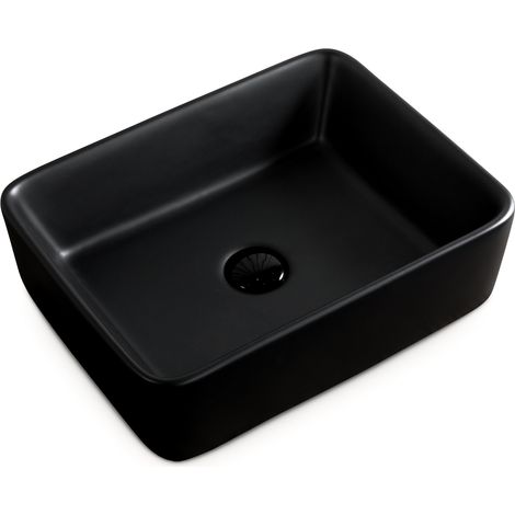 Aufsatz Keramik Waschbecken Soho Matt Schwarz 48 cm (1/3)