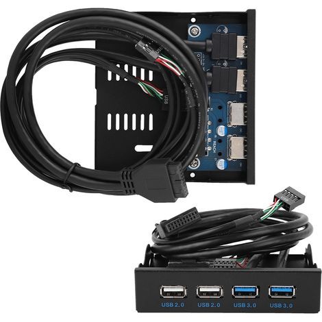 Frontblende mit 4 USB 3.0- und USB 2.0-Anschlüssen für Diskettenlaufwerke, 19-poliger T9-Stecker, 3,5 Zoll, High Speed (1/5)