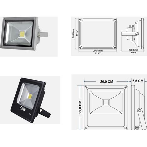 Faro 50 Watt Faretto led 4000 Lm Da Esterno IP65 Bianco Freddo ip66  Bianco Freddo