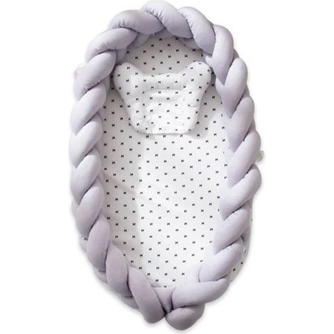 Lit à barreaux Generic pour bébé en coton gris portable et amovible (1/4)