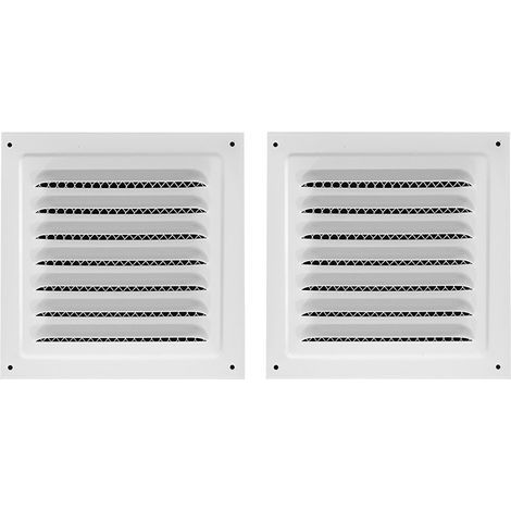 Grille de ventilation carrée en métal, 2 pièces, avec moustiquaire intégrée, pour grenier, porte extérieure, plafond de garage (blanc, 25 x 25 cm) (1/5)
