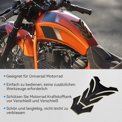 Protection de réservoir de moto 3D - Autocollant de réservoir universel - Or
