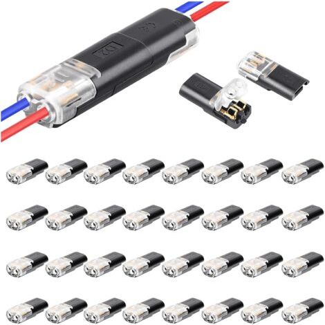 40 Connecteur 12 V, cCnnecteur Electrique Etanche, 2 Pôles, 2 Broches, Connexion à Sertir Rapide pour Câbles de Calibre 18-22 AWG (1/5)