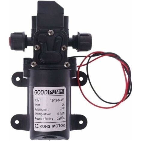 Pompe à eau pour camping car 12 V DC 12 V 70 W 130 PI 6 L/min Pompe à eau haute pression Pompe d'amorçage à membrane Pompe à eau pour camping car (Voltage : 12 V) (1/5)