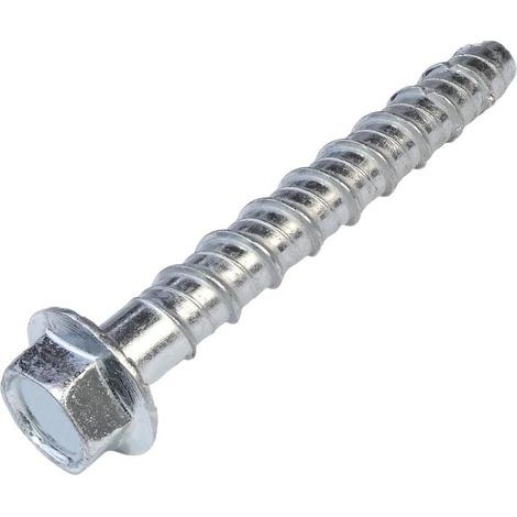 Pack of 10 hexagonal head concrete screws with base/collar Ø12x100 mm - direct fixing without plug - for 14 mm hexagonal key - made of steel - for renovation