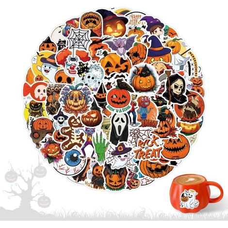 Emballage inclus : Vous recevrez 110 feuilles de styles différents de citrouilles autocollants halloween, taille 4-8 cm/1,57-3,15 pouces, quantité suffisante, parfaite pour décorer vos articles.Matéri (1/4)