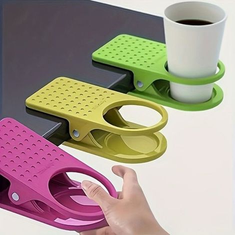 Lot de 2 porte-gobelets, design compact, plastique résistant, pour bureau, maison (1/4)