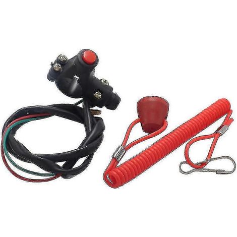 Interrupteur d'arrêt d'urgence horizontal pour motos et quads, idéal pour les vélos de plage. (1/4)