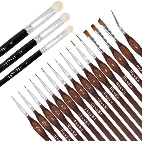 Dry Brush Modélisme Pinceaux, 16 Pinceaux Fin Peinture +3 Drybrush Pinceau pour Aquarelle,Acrylique,Miniature, Pinceaux Brossage a Sec pour Peinture Figurine (1/5)
