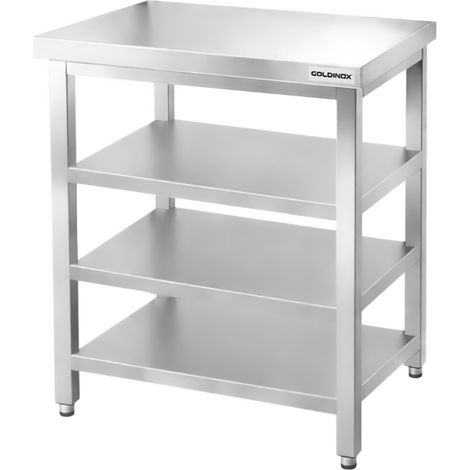 Table de travail en inox Bar 700x600 mm avec 3 étagères inférieures PREMIUM - GOLDINOX (1/4)