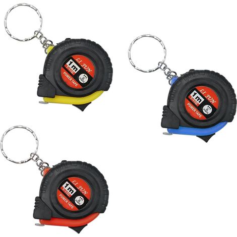 Lot de 3 Petit mètre ruban 1M avec porte-clés Métal rétractable Mini mètre ruban avec porte-clés Métrique et pouces Rétractable Règle pour Construction de Mesure (3 Couleurs) (1/5)