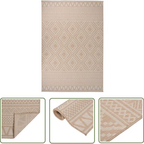 Tapis à tissage plat d'extérieur 160x230 Rayures brunes (1/5)