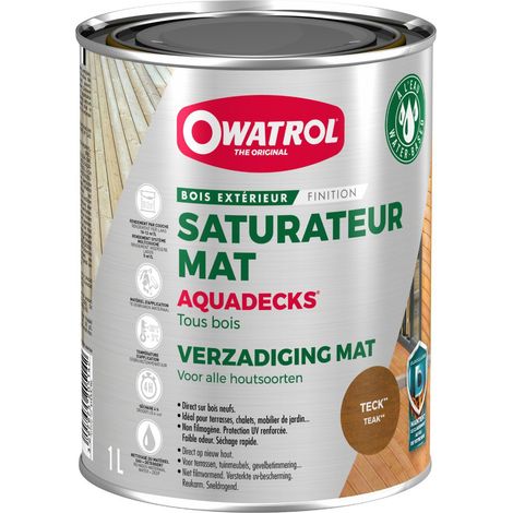 Owatrol – Saturateur Aquadecks Teck 1L – Protection durable pour bois exotiques – Non filmogène, séchage rapide, protection UV