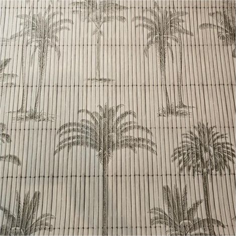 Makisu Bamboo Panel Effect Wallpaper Natural Palm Tree Textured Vinyl Beige (1/4)