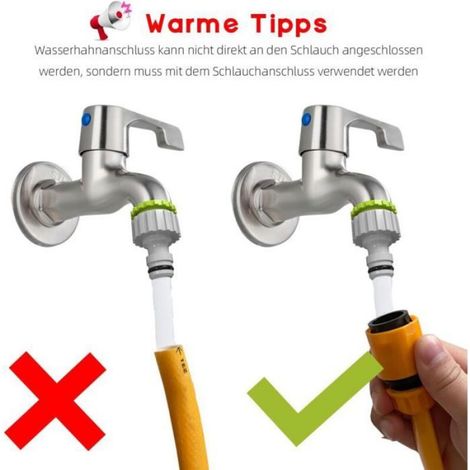 2-en-1 Raccord de robinet-2 Pack, 1/2” et 3/4”Connecteur de robinet de jardin Raccord de robinet, Set de raccord de tuyau (1/4)