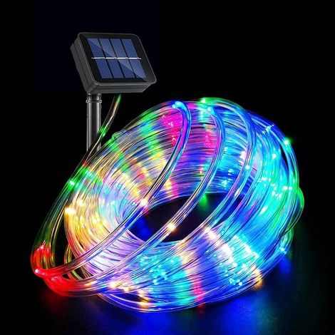 Solaire Ruban Lumineux,100 LED Lumières de Fil de Tube de Cuivre 8 Modes Decoration Lumineuse Solaire Extérieur pour Noël Jardin cour Chemin Clôture Arbre Backyard-Fei Yu (1/5)