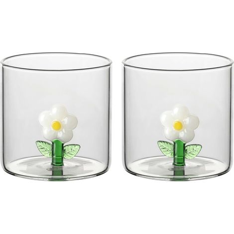 THUN - Set 2 bicchieri in vetro margherita - Borosilicato - Country Bloom - 300 ml (1/3)
