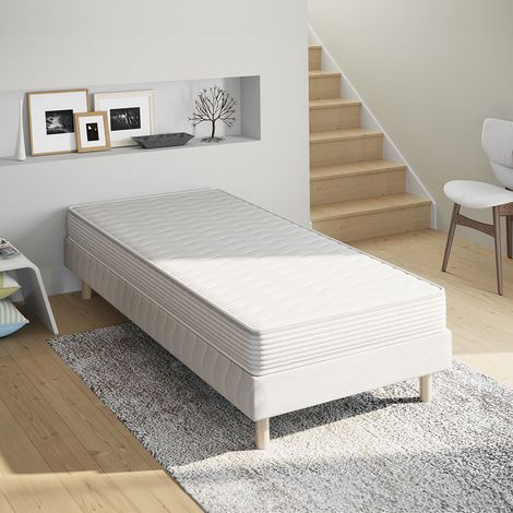 Kbedding – Matelas mousse 90x190 cm – Hauteur 15 cm – Densité 25 kg/m3 – Garnissage ouate mixte hypoallergénique – Tissu polyester stretch