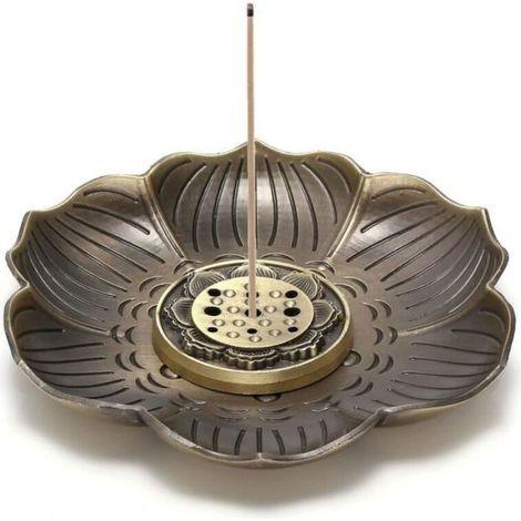 Brûleur D\encens Vintage En Forme De Fleur De Lotus, Porte-encens Avec Plateau Récupérateur De Cendres - Décoration Bouddhiste