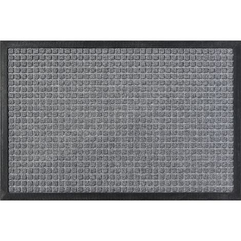 Felpudo de entrada ultraabsorbente, que absorbe la humedad, resistente a las manchas y a la decoloración, gris, 73 x 43 cm