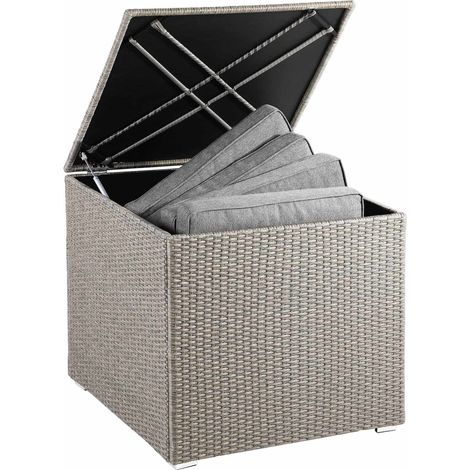Aufbewahrungsbox aus Rattan für den Außenbereich, cremefarben, 318 l, wetterfest
