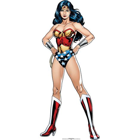 Figurine en carton Wonder Woman comics (année 80) les mains sur les hanches Hauteur 177 CM