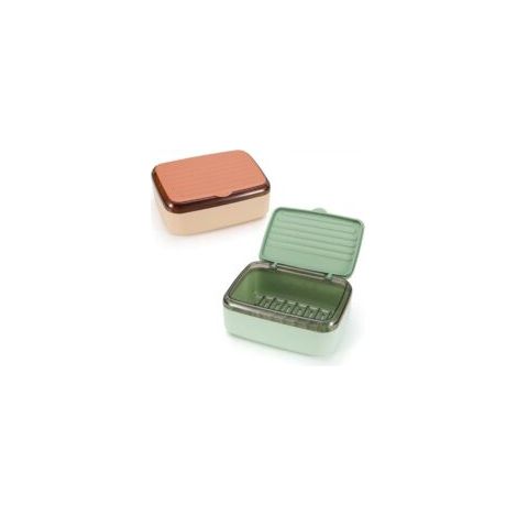 Jabonera con bandeja antigoteo y tapa, dos compartimentos extraíbles, gran capacidad, a prueba de fugas, apta para duchas, baños y lavabos. Disponible en rosa y verde, juego de 2. - Crezuo
