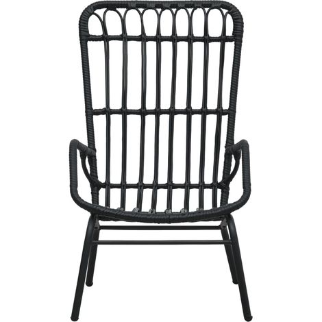 Chaise de jardin Chaise d'extérieur Résine tressée Noir (1/5)