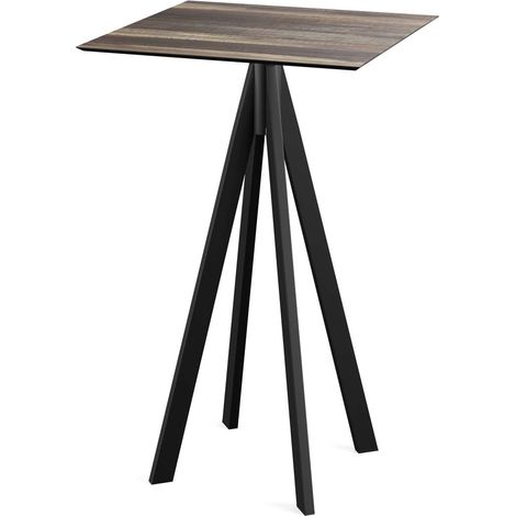 Mange-debout Infinity avec piètement noir + plateau HPL 70x70 cm - Veba