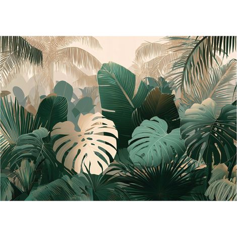Fototapete Monstera Dschungel Blätter – Moderne Großformat Wandtapete 150x105 cm – Für Wohnzimmer & Schlafzimmer
