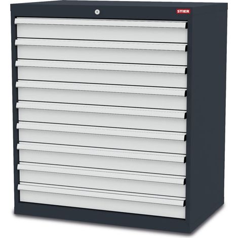 Armoire à tiroirs STIER avec 9 tiroirs, lxPxH 900x575x1020 mm, RAL 7016 / RAL 7035 (1/5)