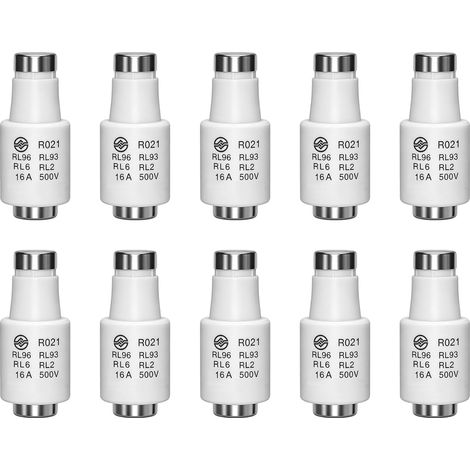 Lien de fusible Diazed DII E27 en céramique, 16A R021 gG 500VAC, protection fiable des câbles et circuits, usage maison, atelier, industrie, lot de 10 (1/5)
