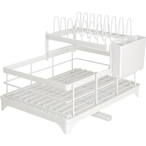 Égouttoir À Vaisselle Égouttoir 2 Niveaux Antirouille à Couvercles Range-Vaisselle Grande Capacité Pour Maison, Restaurant, Placards, Camping-Car, Appartement, Comptoir, Hôtel (1/5)