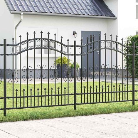 Gartenzaun Kampen Grau 240 x 166 cm Pulverbeschichteter Stahl