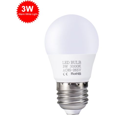 3-W-E27-Energiespar-LED-Lampen, warmweiß (3000–3500 K), hohe Helligkeit, für Schlaf- und Wohnzimmer, 85–265 V