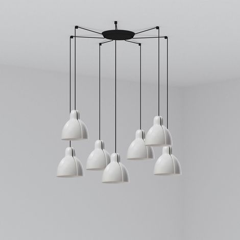 Faro Venice Lámpara colgante de 7 luces en forma de gota de racimo blanco