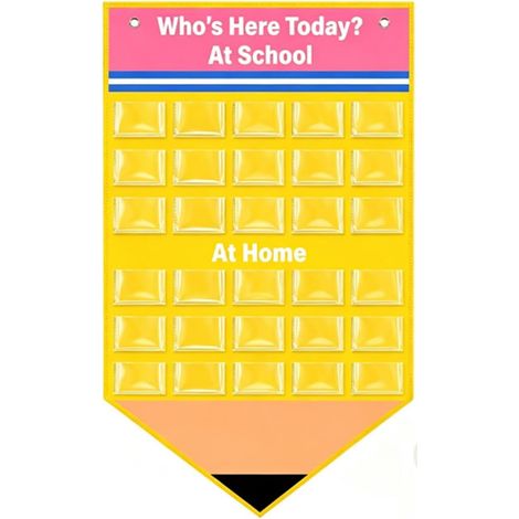 Classroom Attendance Card Holder, 54 Cards, 81x48 cm (YELLOW) (1/5)
