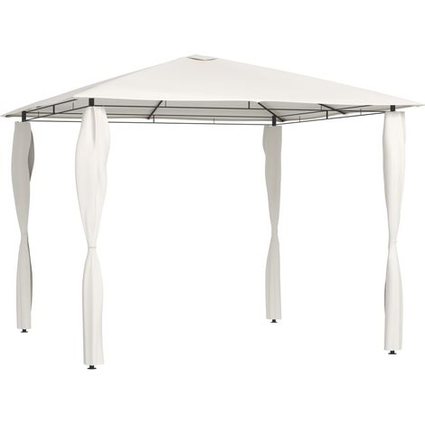 Belvédèr de jardin, Belvédère de barbecue, Tonnelle et Pergola de jardinavec revêtement de poteaux 3x3x2,6 m Crème 160 g/m² NKK93829 (1/4)