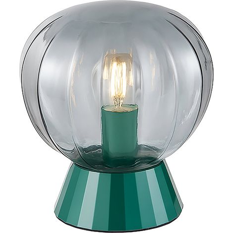 Lampada Da Tavolo Moderna Sydney Base Ottanio E Sfera In Vetro Fumé 1 Luce E14 (1/2)