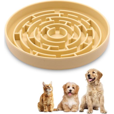 Comedero de silicona antideslizante y fácil de limpiar, con sistema anti-tragantamiento, para perros y gatos.
