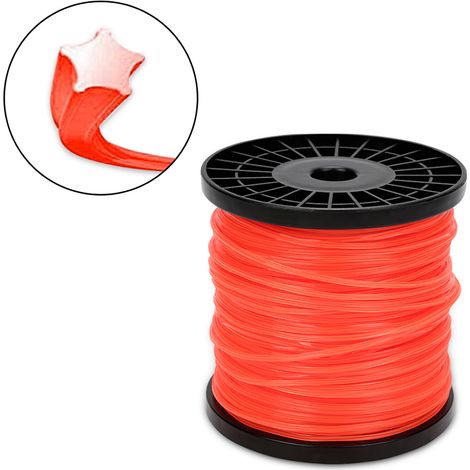 SWANEW Linea di Taglio 100M Linea Trimmer Nylon Roll Trimmer Orange Star 2.7mm Decespugliatore