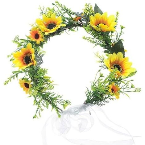 Brautstirnbänder, Haargirlanden und Brautkronen mit Blättern und Sonnenblumen- und Blattmotiven für Hochzeiten (1/5)